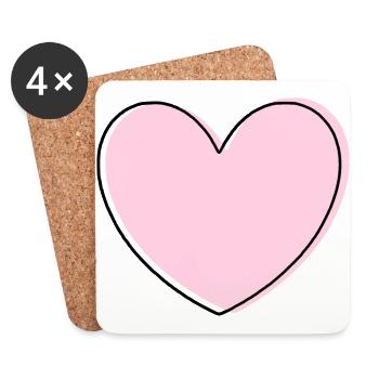 Cœur rose cadeau de la Saint-Valentin en cœur rose - Dessous de verre (lot de 4) - blanc - Devant