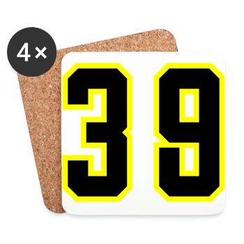 39 Zahl Trikot - Untersetzer (4er-Set) - Weiß - Vorne