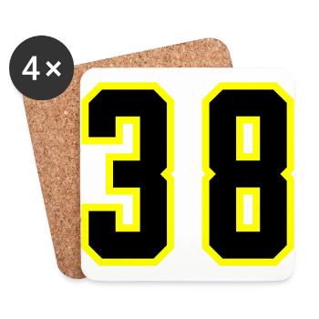 38 Zahl Trikot - Untersetzer (4er-Set) - Weiß - Vorne