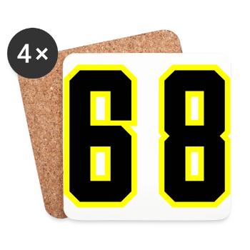 68 Zahl Trikot - Untersetzer (4er-Set) - Weiß - Vorne