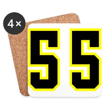 55 Zahl Trikot - Untersetzer (4er-Set) - Weiß - Vorne