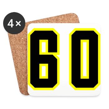 60 Zahl Trikot - Untersetzer (4er-Set) - Weiß - Vorne
