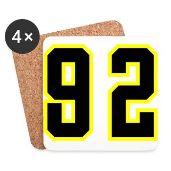 92 Zahl Trikot - Untersetzer (4er-Set) - Weiß - Vorne