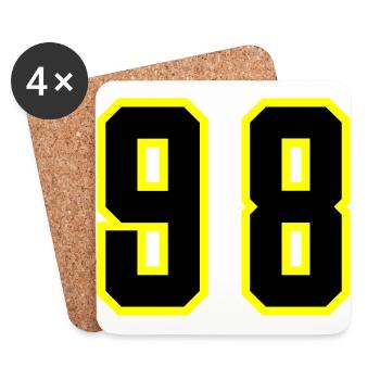 98 Zahl Trikot - Untersetzer (4er-Set) - Weiß - Vorne