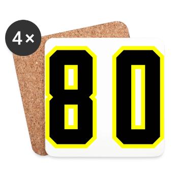 80 Zahl Trikot - Untersetzer (4er-Set) - Weiß - Vorne