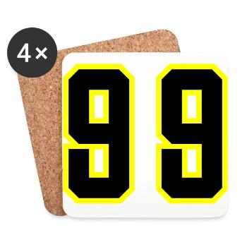 99 Zahl Trikot - Untersetzer (4er-Set) - Weiß - Vorne