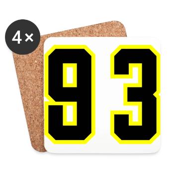 93 Zahl Trikot - Untersetzer (4er-Set) - Weiß - Vorne