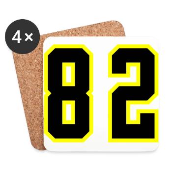 82 Zahl Trikot - Untersetzer (4er-Set) - Weiß - Vorne
