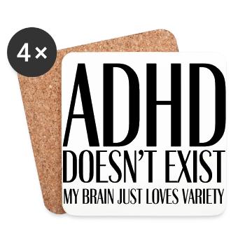 ADHD Doesn’t Exist – My Brain Just Loves Variety - Untersetzer (4er-Set) - Weiß - Vorne