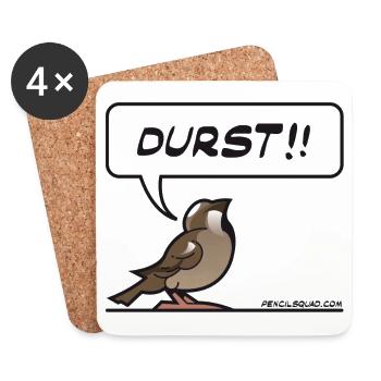 Durstiger Spatz - Untersetzer (4er-Set) - Weiß - Vorne