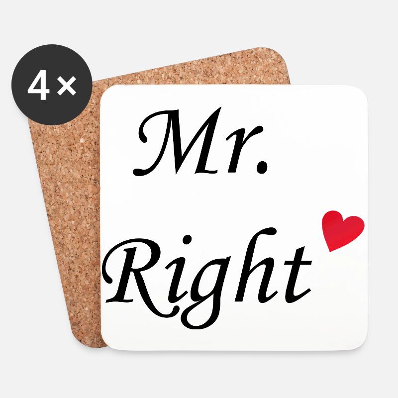 Mr. Right - Untersetzer (4er-Set) - Weiß