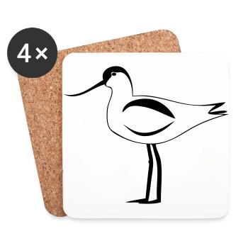 Avocette - Dessous de verre (lot de 4) - blanc - Devant