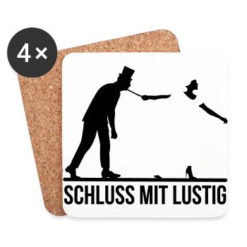 JGA Schluss mit lustig Junggesellen Party stag nig - Untersetzer (4er-Set) - Weiß - Vorne