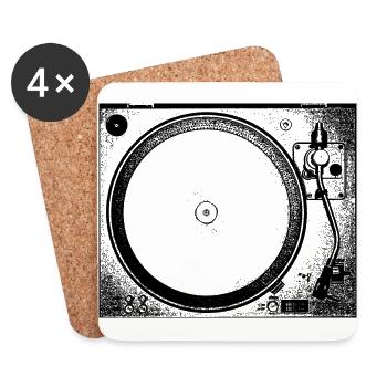 TECHNO Tee - Vinyl turntables - Coasters (set of 4) - white - Front