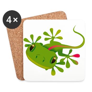 un gecko - Dessous de verre (lot de 4) - blanc - Devant