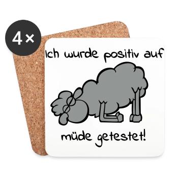 Müdes Schaf - Untersetzer (4er-Set) - Weiß - Vorne