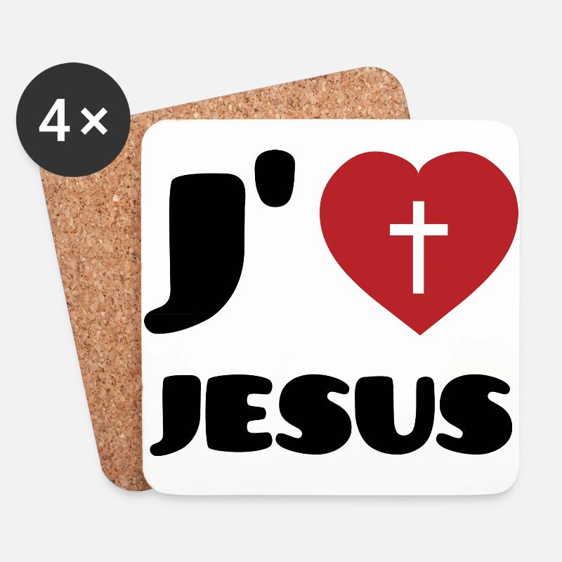 J'aime Jesus - Dessous de verre (lot de 4) - blanc