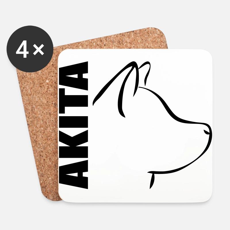 AKITA PROFIL - Untersetzer (4er-Set) - Weiß