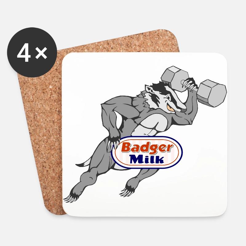 Le lait blaireau (avec des muscles) - Dessous de verre (lot de 4) - blanc