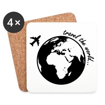 Travel the world - great gift idea for travelers - Coasters (set of 4) - white - Front