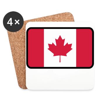 Drapeau national du Canada - Dessous de verre (lot de 4) - blanc - Devant