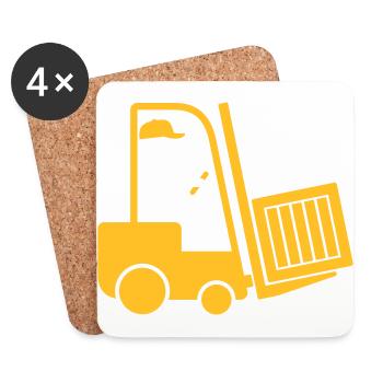 Ein Gabelstapler, der eine Schachtel transportiert - Untersetzer (4er-Set) - Weiß - Vorne