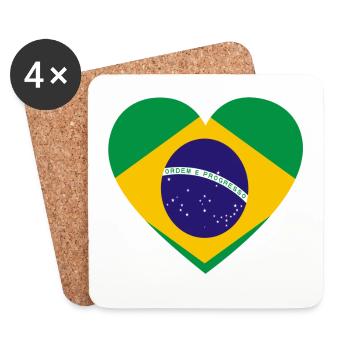 Love amour cadeau brazil brésil - Dessous de verre (lot de 4) - blanc - Devant