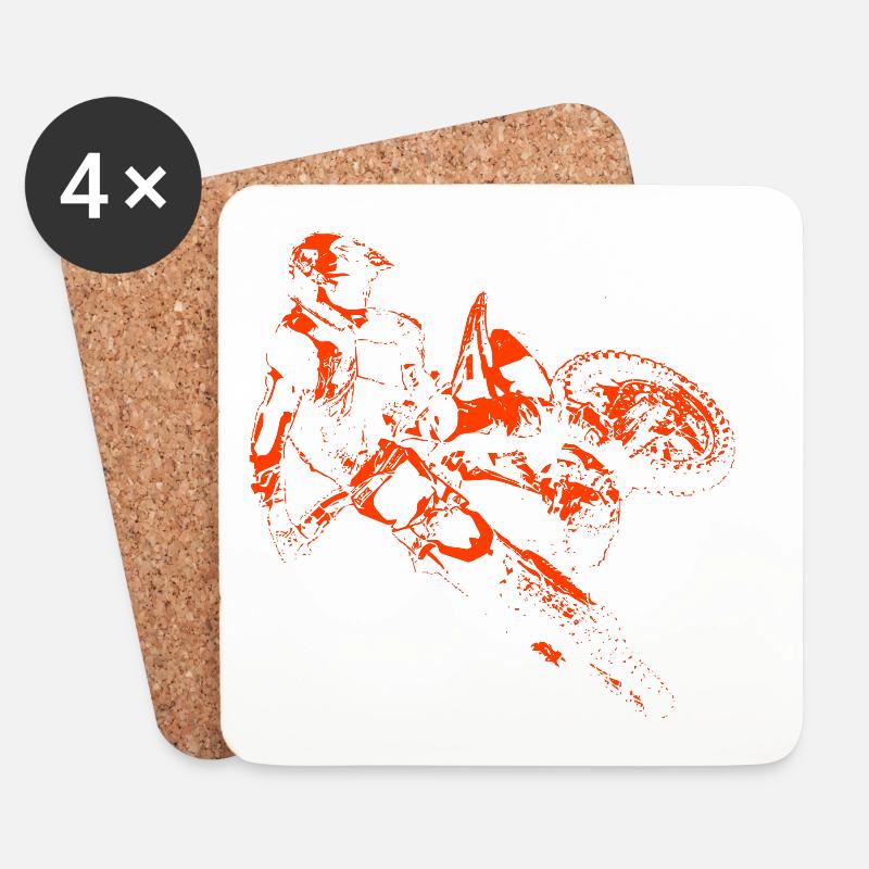 Motocross - Untersetzer (4er-Set) - Weiß