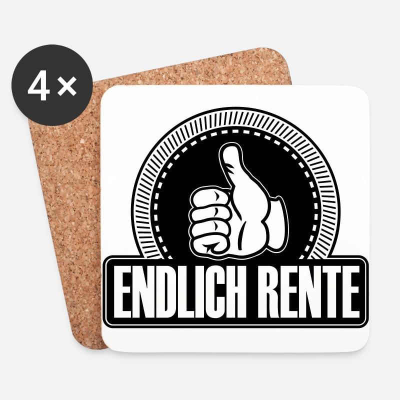 Endlich Rente Daumen hoch - Untersetzer (4er-Set) - Weiß
