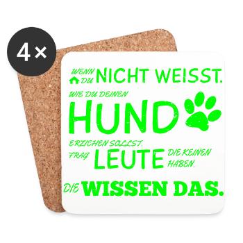 Hunde Tshirt Hundebesitzer Hundespruch Geschenk - Untersetzer (4er-Set) - Weiß - Vorne