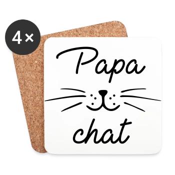 Papa chat - Dessous de verre (lot de 4) - blanc - Devant