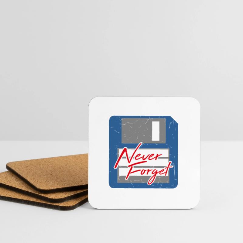 Never Forget Diskette Computer Memory PC Retro Coasters (set of 4)