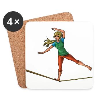 Weiblicher Slackliner - Slackline Liebhaber - Untersetzer (4er-Set) - Weiß - Vorne
