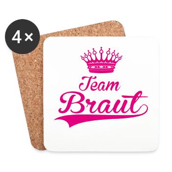 TEAM BRAUT hochzeit heiraten JGA trauung - Untersetzer (4er-Set) - Weiß - Vorne