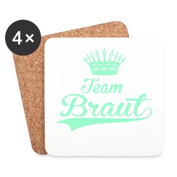 TEAM BRAUT hochzeit heiraten JGA trauung lieben - Untersetzer (4er-Set) - Weiß - Vorne
