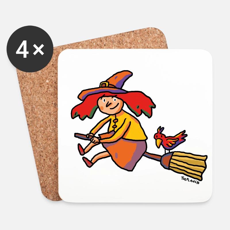 Die kleine Hexe - Untersetzer (4er-Set) - Weiß