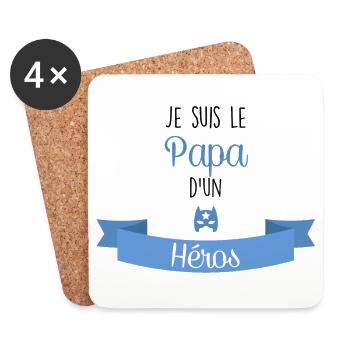 Je suis le Papa d'un Héros - Dessous de verre (lot de 4) - blanc - Devant