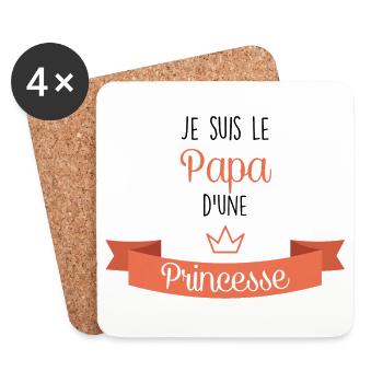 Je suis le Papa d'une Princesse - Dessous de verre (lot de 4) - blanc - Devant