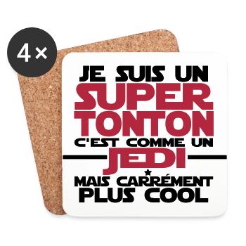 je suis un super tonton comme un jedi - Dessous de verre (lot de 4) - blanc - Devant