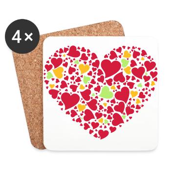 MULTI HEARTS IN EINEM HERZEN - Untersetzer (4er-Set) - Weiß - Vorne