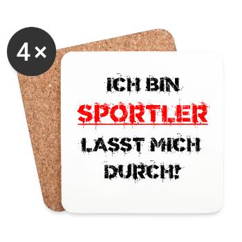 Ich bin Sportler lasst mich durch Geschenkidee - Untersetzer (4er-Set) - Weiß - Vorne