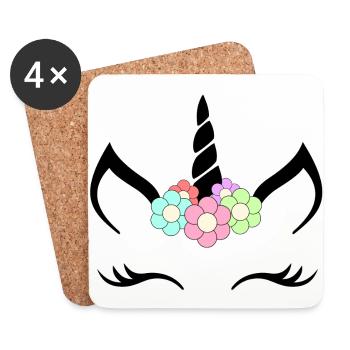 fleurs Unicorn - Dessous de verre (lot de 4) - blanc - Devant