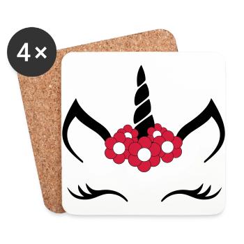 flowers Unicorn - Coasters (set of 4) - white - Front