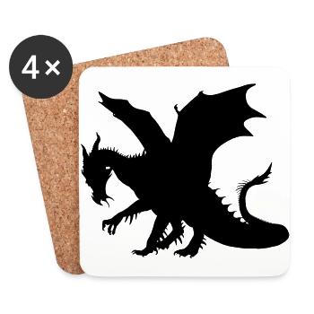 Drache - Untersetzer (4er-Set) - Weiß - Vorne