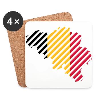 Gestreifte Land Belgien - Untersetzer (4er-Set) - Weiß - Vorne