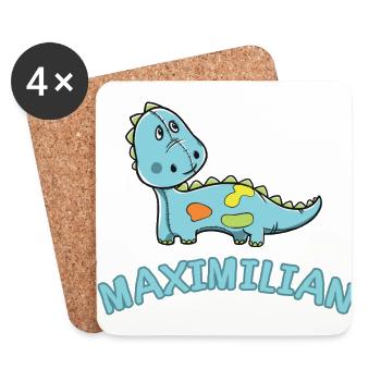 Dinosaurier lustig Kind Maximilian Geschenk Geburt - Untersetzer (4er-Set) - Weiß - Vorne