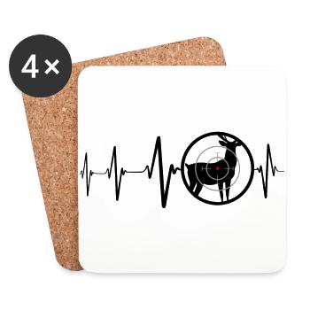 Jäger Heartbeat Design Geschenk für Hunting - Untersetzer (4er-Set) - Weiß - Vorne