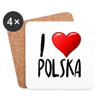 I Love Polska - Untersetzer (4er-Set) - Weiß - Vorne