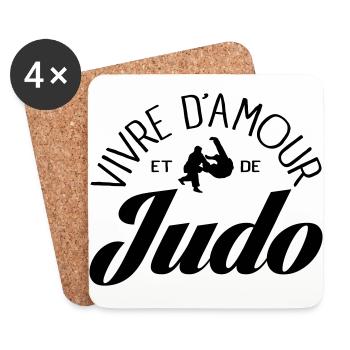 Vivre D'amour et de Judo - Dessous de verre (lot de 4) - blanc - Devant