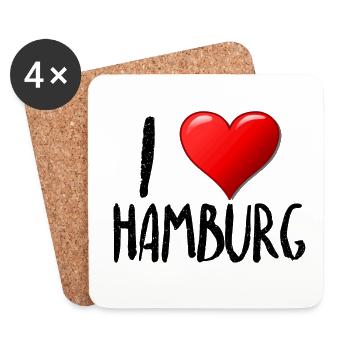 I Love Hamburg - Untersetzer (4er-Set) - Weiß - Vorne